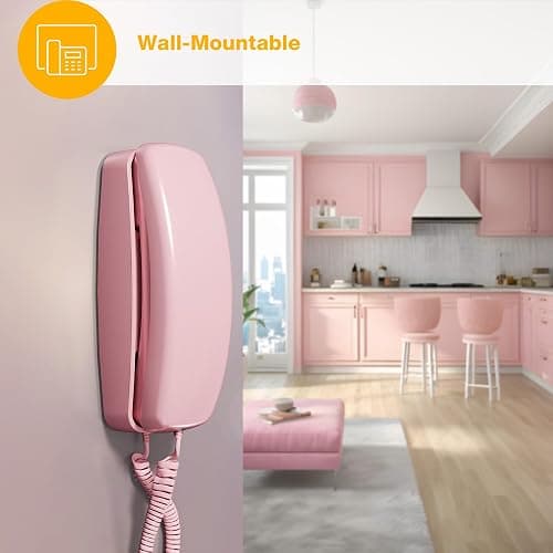 AT&T TRIMLINE 210 Corded Home Phone, No AC Power Required, Improved Easy-wall-mount, Lighted Big Button Keypad, 13 SpeedDial Keys, Last Number Redial, Mute, Flash, Volume Control, Princess Phone, PINK thumbnail 11