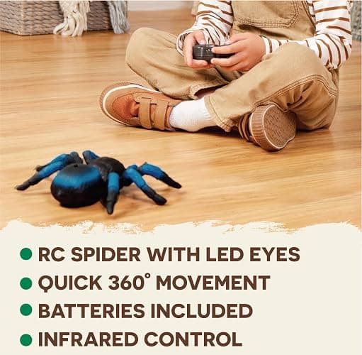 Terra by Battat – Remote Control Tarantula for Kids with LED Eyes – Realistic Spider Toy with Moving Legs, Fast Speed & 360° Spin – Blue RC Animal for Boys & Girls 6+ Years thumbnail 5