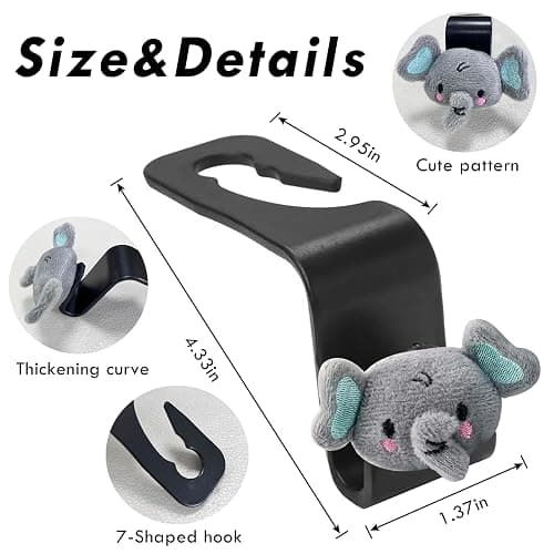 Cow Car Seat Headrest Hook 2 Pack Car Purse Hook Cars Seat Hooks for Headrest Universal for Handbag Bags Drink Grocery Coat Universal Vehicle,Cars Interior Accessories Cow Gifts for Women Men thumbnail 7