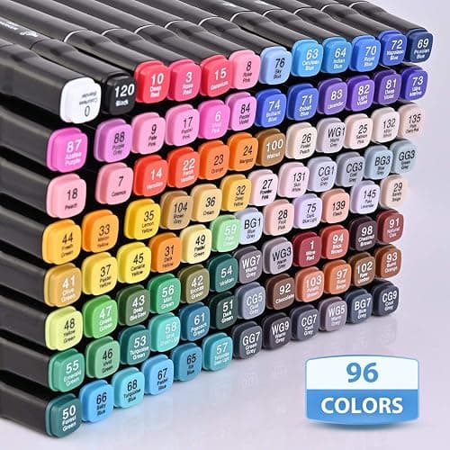 Dabo&Shobo 96 Color Alcohol Marker Pen, Bright Permanent Markers For Coloring, Markers For Adults Coloring Book, Wide Chisel And Fine Tip, Dual Tip Design Equipped with Black Suitcase thumbnail 6
