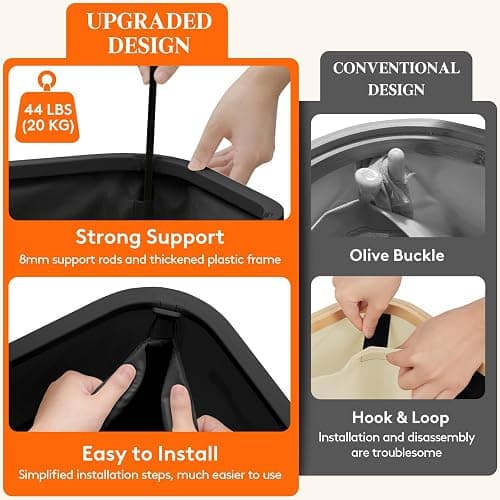 Lifewit 185L 3 Section Laundry Hamper with Lid, Laundry Basket, Black | Large Foldable Laundry Sorter with 3 Removable Bags, Tall Clothes Hamper for Bedroom and Bathroom thumbnail 5