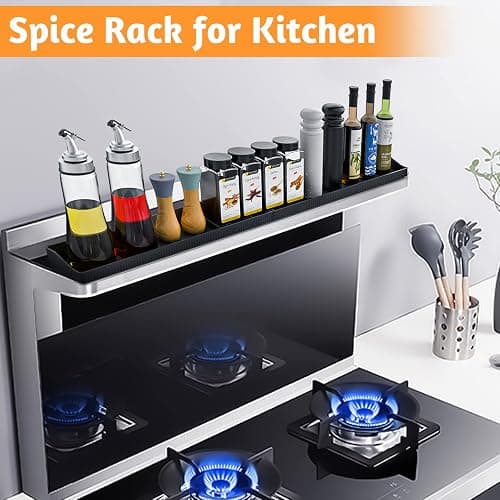 Foeacry 30 Inch Silicone Stove Top Shelf Magnetic for Kitchen Gadgets, Soft Flexible Strong Magnetic Heat Resistant Spice Rack Kitchen Organizer for Over Stove thumbnail 6