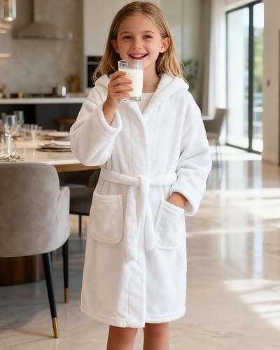 CJMJXPH Kids Toddler Boys Girls Fleece Robe Soft Hooded Bathrobe Pajamas Sleepwear 2-16 Years thumbnail 3