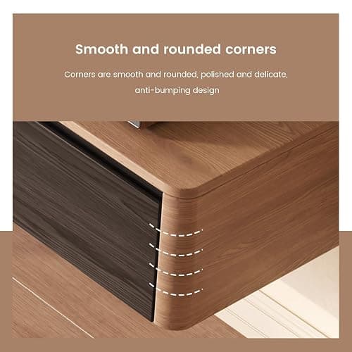 TreLined 66.92" Floating TV Stand for TVs up to 75", Mid Century Farmhouse Wall-Mounted TV Cabinet, Media Console Table with 3 Storage Drawers, Floating TV Cabinet for Living Room, Bedroom, Walnut - 1 Pack: 66.92" thumbnail 7