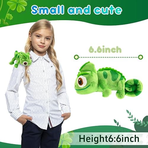 Chameleon Plush Dolls，Girls and Children Chameleon Shoulder Plush，Lizard Cosplay Props Merch Gifts for Women Adults Green thumbnail 2