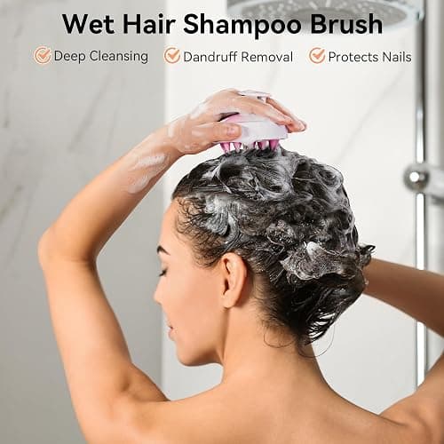 HEETA Scalp Massager Hair Growth, Soft Silicone Scalp Scrubber Shampoo Brush for Exfoliation, Dandruff Removal Head Massage Stress Relax, Wet & Dry Use for Thick Thin Curly Hair Care, Gradient Purple thumbnail 2