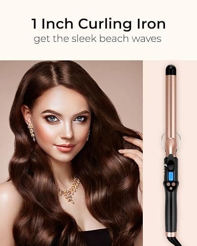 1 Inch Extra Long Barrel Curling Iron, Ceramic Tourmaline Curling Wand Professional Dual Voltage thumbnail 2