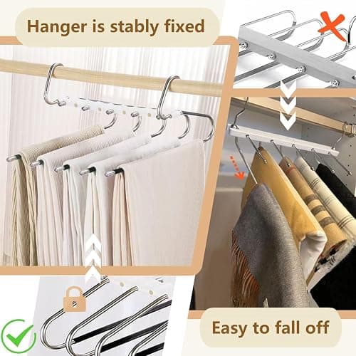 4packs Pants Hangers Space Saving Metal Closet Organizer,Clothes Pant Jean Hangers,Anti-Slip Design,Closet Organizers and Storage for Skirts Scarf Legging thumbnail 4