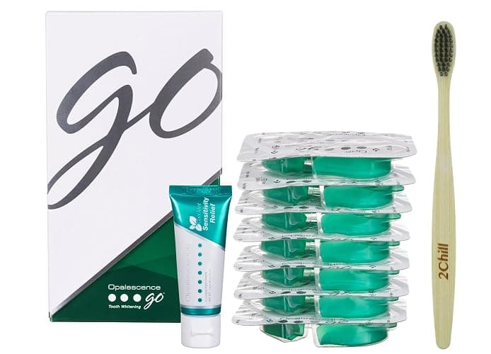 Opalescence GO 15 Whitening Bundle - (7 Treatments) Hydrogen Peroxide Prefilled Teeth Whitening Trays and Travel Sensitive Whitening Toothpaste 1 Oz - Mint Flavor- Includes a Toothbrush - 6288-1T thumbnail 7