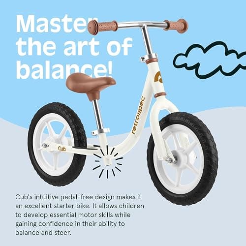 Retrospec Cub Toddler 12" Balance Bike, 18 Months - 3 Years Old, No Pedal Beginner Kids Bicycle for Girls & Boys, Flat-Free Tires, Adjustable Seat, & Durable Frame - Eggshell - Cub 2 thumbnail 5