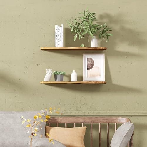 WELLAND 24 Inch Cedar Natural Edge Floating Shelf Set of 2 Rustic Solid Cedar Wood Floating Shelves Wall Mounted for Living Room, Bedroom, Kitchen, Bathroom, Home Office, Entryway thumbnail 3