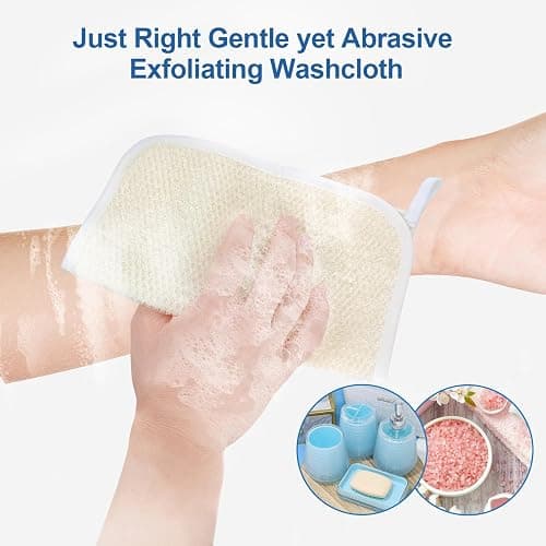 Exfoliating Washcloth (3 Pack), Shower Cloth for Body and Face Exfoliator Scrubber, Two Sides Exfoliate Shower Rag Wash Cloths Nylon Cotton Loofah Sponge Scrub Towel estropajos para el cuerpo thumbnail 4