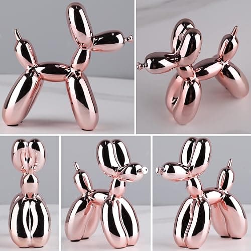 XIAOMAGG Pink Balloon Dog Decor - Animal, Shelf & Modern Desk Statue - Office Gold Decorations thumbnail 4