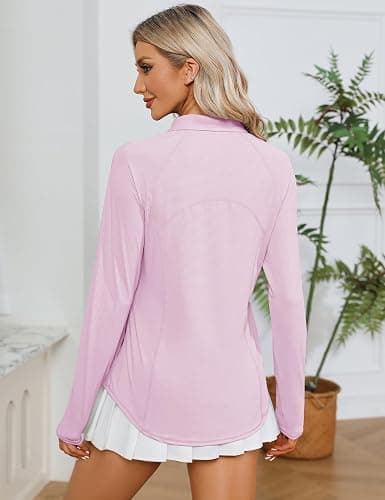 LOMON Women Long Sleeve Shirts Sun Protection 1/4 Zip Summer Quick Dry Hiking Shirts Quarter Zip Pullover for Women thumbnail 4