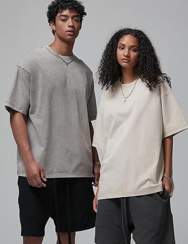 Arssm 3 Pack Men Oversized T Shirts Vintage Tee Loose Fit Short Sleeve Casual Streetwear Baggy Washed Unisex Tops thumbnail 4