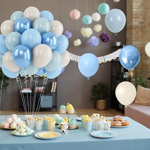 Blue White Sand Balloons Dusty Slate Fog Pastel Metallic Blue Beige Balloon 12INCH Helium Latex Balloon for Arch Kids Birthday Party Decorations Baby Boy Shower Christening Bridal Wedding Decor thumbnail 8