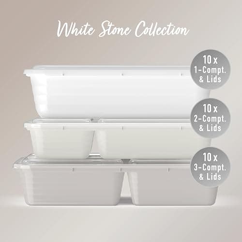 Bentgo Prep 60-Piece Meal Prep Kit - Reusable PFAS & BPA-Free Food Containers, 1-Compartment, 2-Compartment, & 3-Compartments - Microwave, Freezer, & Dishwasher Safe (White Stone) thumbnail 5