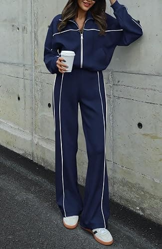 BTFBM Women's Two Piece Tracksuit Fall 2025 Long Sleeve Zip Up Sweatshirt Long Pants Outfits Jogger Sweatsuit Sets thumbnail 6