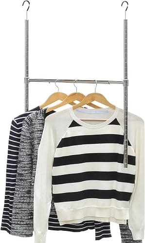 Simple Houseware Adjustable Closet Hanging Rod, Chrome - Chrome - Image 1