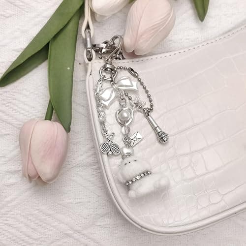 Nalefow Cute Pink Keychain,Fuzzy Cat Keychain Aesthetic Y2K KeychainStylish KeychainsAccessories thumbnail 4