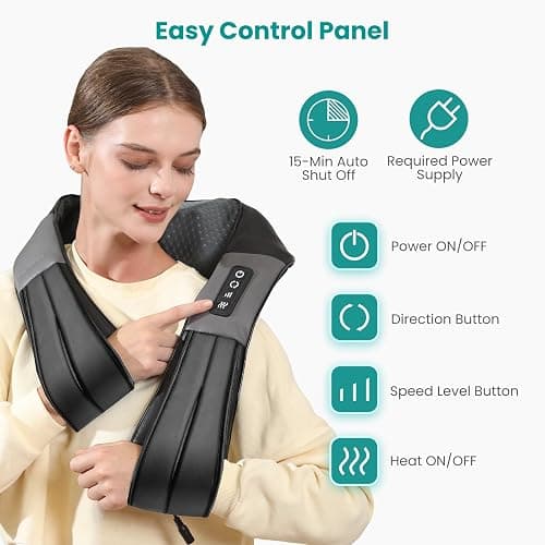 Nekteck Shiatsu Back Neck Massager, Deep Kneading Shoulder Massager with Heat, Waist Massage Pillow for Home Car and Office Use (Black) thumbnail 6