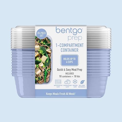 Bentgo Prep - 20-Piece 1-Compartment Reusable Meal Prep Containers with Lids, PFAS & BPA Free Materials, Durable, Microwave, Freezer, & Dishwasher Safe To Go Food Storage (Periwinkle) thumbnail 8