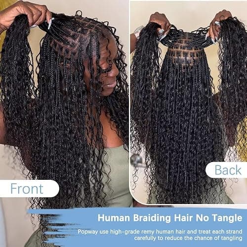 Boho Hair for Braiding 150g 6 Bundles/Pack 20 Inch Human Braiding Hair for Boho Braids Curly Deep Wave Bulk Human Hair Bundles 12A Wet and Wavy Braiding Hair Natural Color thumbnail 5