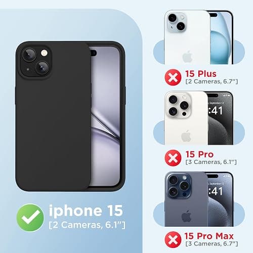 GolbinBox Magnetic for iPhone 15 Case, Compatible with MagSafe, [Soft Anti-Scratch Microfiber Lining], Slim Liquid Silicone Shockproof Protective Phone Case for iPhone 15 6.1 inch, Black thumbnail 2