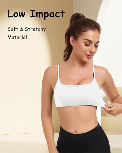 QUOJIZY Sports Bras for Women Open Back Workout Tops for Women Yoga Bra Spaghetti Straps Twist Back thumbnail 6