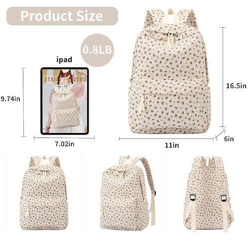 Tanweibago Corduroy Backpack for Girls Boys, 16 Inch School Bag | Elementary Primary Preschool Travel Daypack, Lightweight Corduroy Bookbag, Casual Backpack for Kids thumbnail 2
