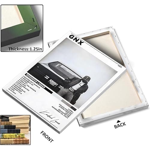 B.B.F MAKE Kendrick Lamar Cover Canvas Wall Art, GNX Album Monochrome Hip-Hop Poster Modern Urban Music Aesthetic Picture Canvas Artwork Music Decor for Living Room Bedroom Studio, Framed 8x10inch thumbnail 7