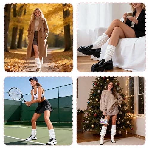 Orivastine Women Y2K Kawaii Leg Warmers, Japanese Knit Long Ribbed Boot Socks, Retro 80s Winter Warm Boot Warmers thumbnail 6