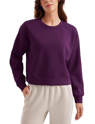 CRZ YOGA SoftAura Pullover Sweatshirt for Women - Crewneck Workout Casual Basic Fall Sweat Shirts - Image 1