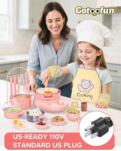 Gotoofun Kids Cooking Sets Real Pink Play Mini Kitchen, Safe Real Food Making Knife Set for Children 8-12 Girls Toddler Montessori Toys thumbnail 3