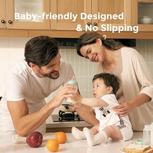 Momcozy Natural Baby Bottle, Wide-Neck, BPA Free Breast Milk Container, Storage Collection Bottle for Fridge & Milk Cooler, Breastfeeding Essential, 11 oz, 4 pcs thumbnail 2