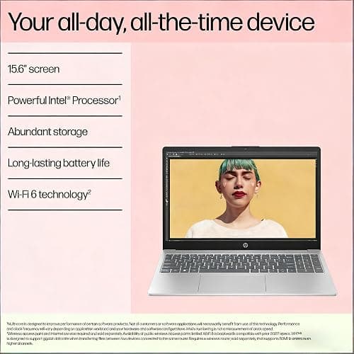 HP 15.6" FHD Laptop 2026 Edition with Copilot AI, 16GB RAM, 512GB SSD, Intel Processor, Long Battery Life, Lightweight 3.64 lbs, Microsoft 365, Windows 11 for Students & Office, Type-RJ45 Cable thumbnail 2