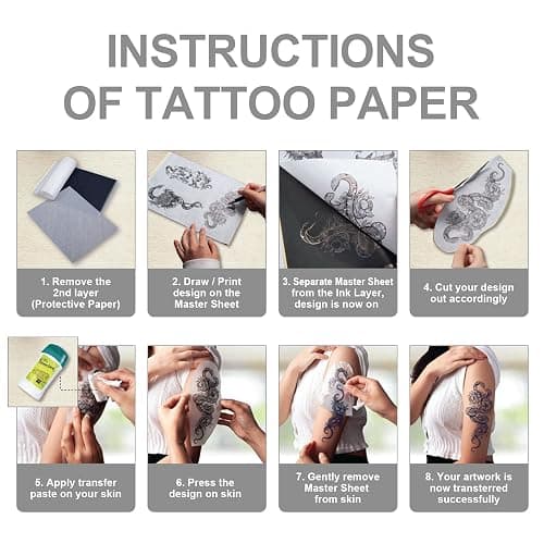 Autdor Tattoo Practice Skins with Transfer Paper - Autdor 40Pcs Fake Skin and Tracing Paper Kit Includes 30Pcs Tattoo Paper and 10Pcs Double Sided Practice Skin thumbnail 4