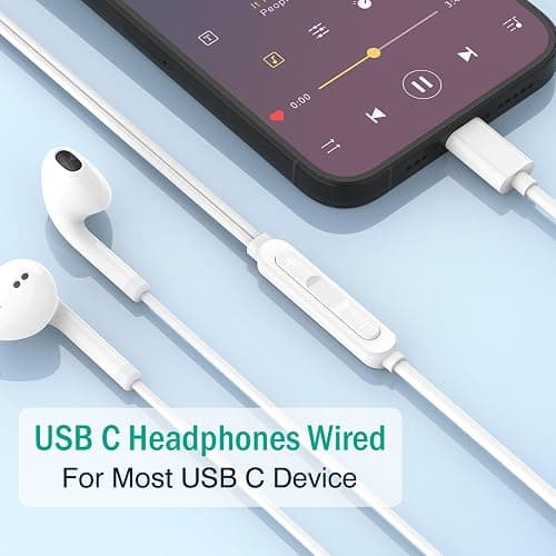 USB C Headphones for iPhone 17 16 15, Wired Headphones USBC for iPad Pro Air Mini, iPad 10th, MacBook, Type C Earbuds for Samsung, Google Pxiel, Earphones for Lenovo, Dell, Microphone, Volume Control thumbnail 7
