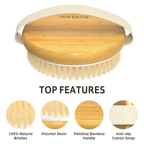 Metene 2 Pack Bamboo Dry Body Brushes, Shower Brush Wet and Dry Brushing, Dry Brush for Cellulite and Lymphatic, Body Scrubber with Soft and Stiff Bristles, Suitable for All Kinds of Skin thumbnail 2