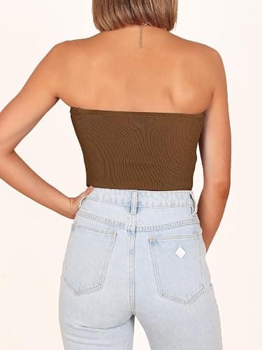 ANRABESS Tube Top for Women Summer Strapless Bandeau Knit Twist Knot Corset Crop Basic Tank Tops 2026 Vacation Beach Clothes thumbnail 5