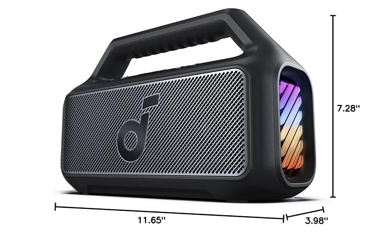 Soundcore Boom 2 by Anker, Outdoor Speaker, 80W, Subwoofer, BassUp 2.0, 24H Playtime, IPX7 Waterproof, Floatable, RGB Lights, USB-C, Custom EQ, Bluetooth 5.3, Portable for Camping and Beach - Black thumbnail 8