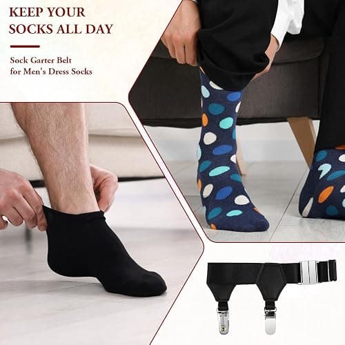 Mens Sock Garters Mens Sock Suspenders Adjustable Non-Slip Sock Strap Suspenders for Stockings thumbnail 3