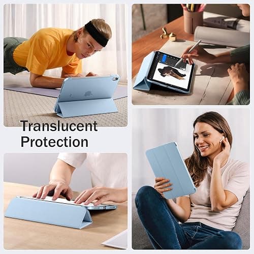 Maledan Case for iPad A16 11th/10th Generation (2025 11 Inch/2022 10.9 Inch), Slim Lightweight Translucent PC Back Stand Shockproof Protective Cover for iPad 10 11, Auto Sleep/Wake, Light Blue thumbnail 8