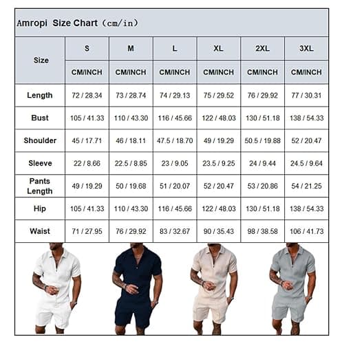 amropi Homme Survêtement de Sport T-Shirt à Manches Courtes Fermeture éclair et Short Ensemble thumbnail 4
