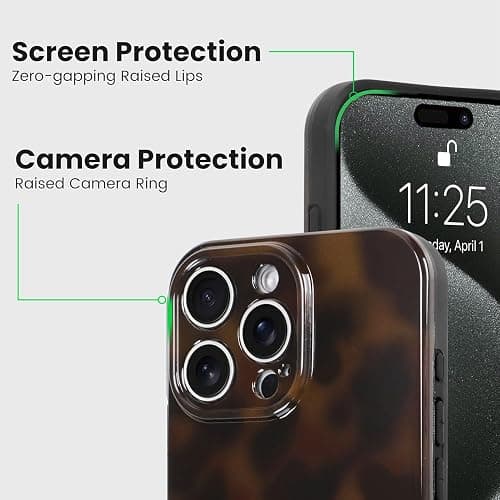 Wlxee Phone Case for iPhone 15 Pro Cute Stylish Leopard Aesthetic Tortoise Amber Design Slim Shockproof Translucent Matte Brown Clear Case for iPhone 15 Pro, Deep Tortoise Print thumbnail 5