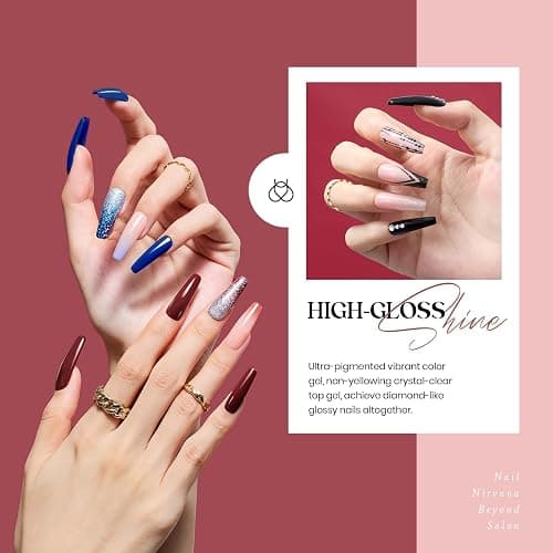 beetles Gel Polish Kit, Nude Gray Pink Blue Burgundy Glitter Gel Polish Set Modern Muse Collection with 3Pcs Base Matte Glossy Top Coat Soak off Uv Gel for Women thumbnail 4