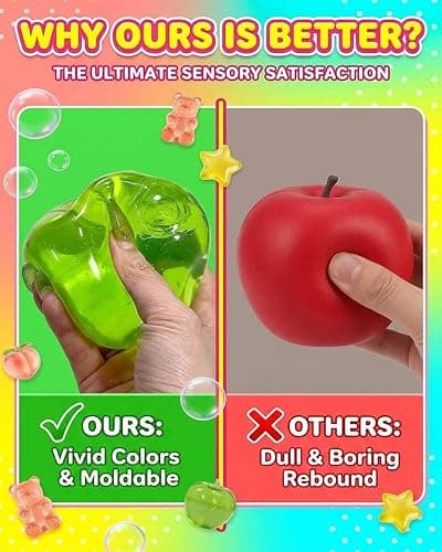 Apple Squishy, 3.15in Clear Cute Fruit Stress Balls, Soft Novelty Rebounding Squeeze Toys Glass Gloss Semi-Transparent,Fun Handmade Silicon Squishies Sticky for Anxiety Relief & Focus(4pcs) thumbnail 6
