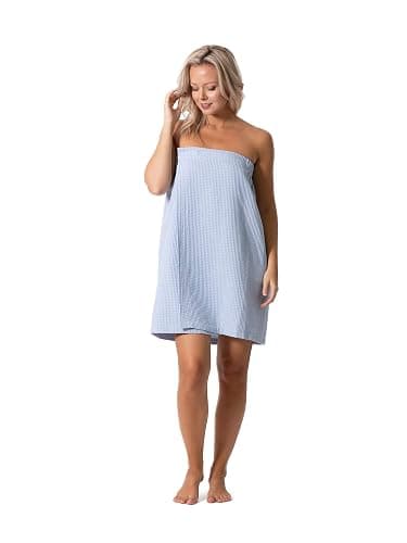 Turkish Linen Women’s Waffle Spa Body Wrap with Adjustable Closure thumbnail 5