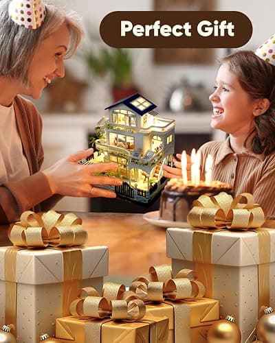 DIY Miniature House Kit, Mini House Kit for Beginners, Mayberry Street Miniatures, Model Building Craft Diorama Kit, Ideal Gifts for Birthday, Christmas(Blue Mansion) - Blue Mansion thumbnail 2