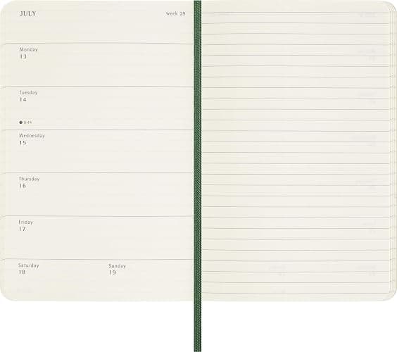 Moleskine Classic 12 Month 2026 Weekly Planner, Soft Cover, Pocket (3.5" x 5.5"), Myrtle Green, 144 pages thumbnail 5